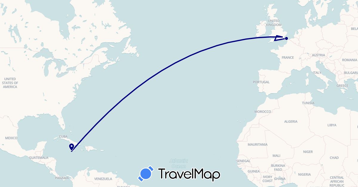 TravelMap itinerary: driving in United Kingdom, Jamaica (Europe, North America)